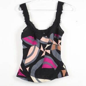 Y2k Diane Von Furstenberg Silk Slip Lace Babydoll Tank Color Top 0
